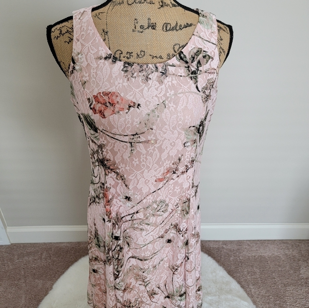 Perceptions pink lace floral dress